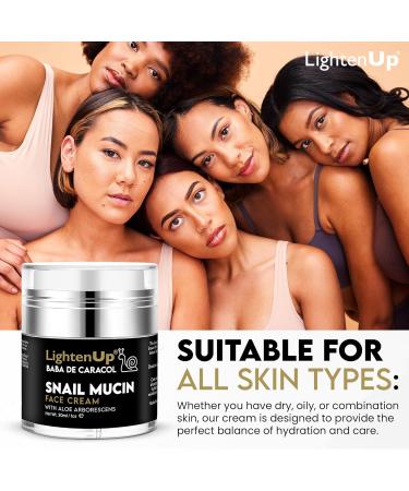 Lighten-Up, 98% Snail Mucin Cream - 1fl oz / 30 ml - Baba de Caracol, Hydrating Night Cream, Pores Remover for Face, Hydrating Creams with Aloe Vera, Shea Butter - Buy Online on GoSupps.com