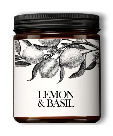Scented Candle Gifts for Women | Lemon & Basil Scented Candle | Soy Candles for Home Scented | Aromatherapy Candle in Black Jar | Unique Birthday Gifts for Women AT0002