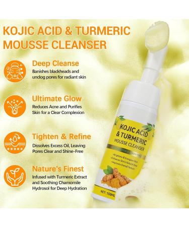 Turmeric Facial Foaming Cleanser |TurmericKojic Acid Foaming Cleanser|Turmeric Cleanser for Face Clear Mousse Cleanser Gentle & Non-Irritating |Turmeric Foaming Cleanser for All Skin 150ML - Buy Online on GoSupps.com