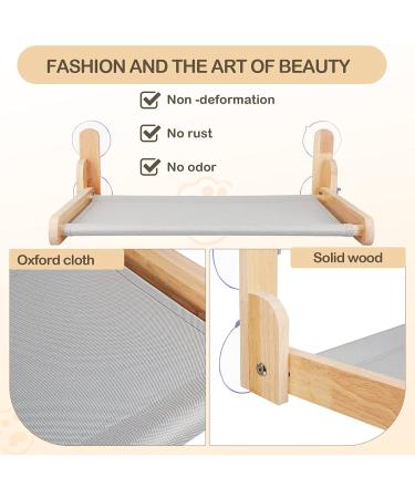 Cat Window Perch Hammock with Natural Wooden Seat Furniture - Cordless, Collapsible, Weight Capacity Over 60 lbs - Medium - Buy Online on GoSupps.com