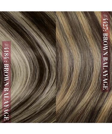 Youngsee Real Hair Extensions - Ombre Clip-In Balayage - Dark Brown to Ash Blonde - 35cm Human Hair - 120g (7 PCS) #4/18/4 - Buy Online on GoSupps.com