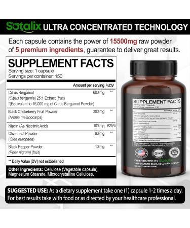 Premium Citrus Bergamot 15500mg Organic Cholesterol Supplement with Niacin & Antioxidants - Heart Health Support | 90-Day Supply - Buy Online on GoSupps.com