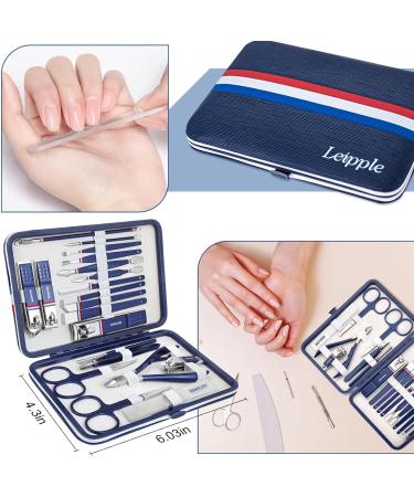 Manicure Set Professional Pedicure Kit Nail Clippers Kit - 18 pcs Nail Care Tools - Grooming Kit with Luxurious Upgraded Travel Case (Deep Blue) - Buy Online on GoSupps.com