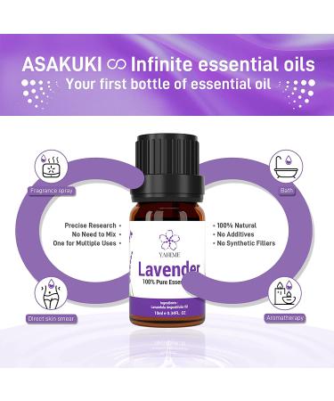 ASAKUKI Lavender Essential Oil - 10ml Natural Therapeutic Grade Oil for Diffuser, Home, Candle & Soap Making, Skin & Hair Care | YAHIME Infinite Series - Buy Online on GoSupps.com
