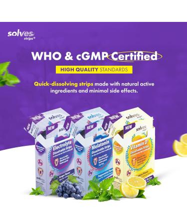 Solves Strips Vitamin D3 Lemon Zest Twist - High Potency Sugar-Free Daily Essential for Bone & Immune Health - 10 Count Pack - Buy Online on GoSupps.com