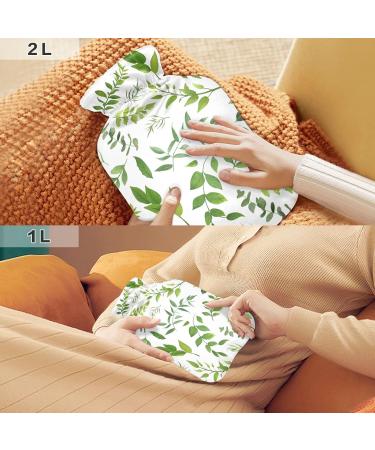 2L Floral Hot Water Bottle with Lid - Green Leaves Design for Pain Relief & Winter Warmth - Buy Online on GoSupps.com