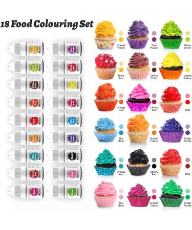 Food Colouring-18 Color Rainbow Fondant Cake Food Coloring Set Concentrated Liquid Cake Icing Colouring for Baking Decorating Fondant and Cooking(6ml) - Buy Online on GoSupps.com