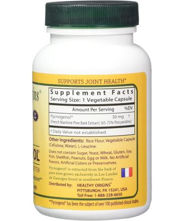 Healthy Origins Pycnogenol 30 mg Veg Capsules - 180 Count Pack of 1 - Buy Online on GoSupps.com