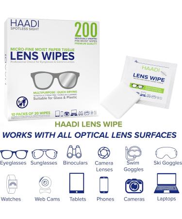 200 Individually Wrapped Glasses Cleaner Wipes for Spectacles, Cameras, Screens & More - Buy Online on GoSupps.com