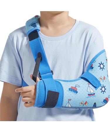 Kids Arm Shoulder Sling with Waist Strap Immobilizer Brace Support for Broken Arm Collarbone Elbow Wrist (Comfort Version Left XXS 19-23.5 inch) XXS Kids Comfort-Left hand