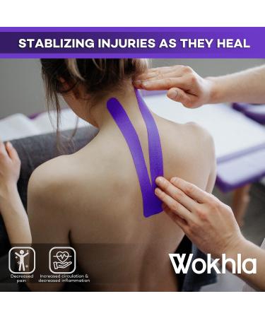 Purple Waterproof Kinesiology Tape 5M Roll - Latex Free Muscle & Physio Tape for Ankle, Knee & Shoulder - Strong Grip Sports Strapping with Medicated Glue - Includes E-Manual - Buy Online on GoSupps.com