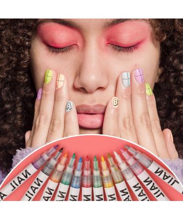 12Pcs 3D Nail Art Pens Set | Gel Nail Drawing Pens for DIY Painting Nails | Manicure Polish Tools for Women and Girls - Buy Online on GoSupps.com
