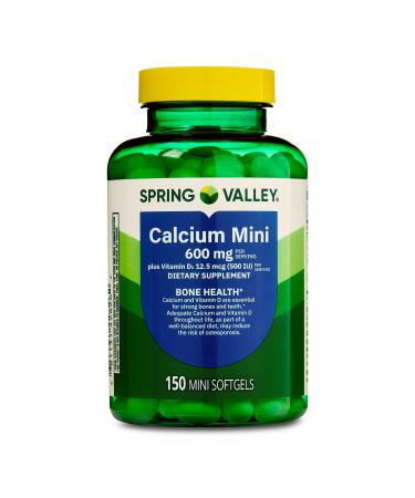 Calcium Plus Vitamin D3 Supplement.| Small Calcium Pills | Spring Valley Calcium Plus Vitamin D3 Supplement 150 Mini Softgels - New Look