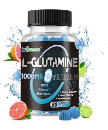 L-Glutamine Gummies 1000mg with BCAA Potassium Magnesium & Vitamin C Muscle Recovery Endurance Support & Daily Nutrition Portable Supplement for Men&Women Lime Grapefruit Flavor 60 Count 60 Count (Pack of 1) - Buy Online on GoSupps.com