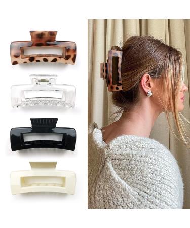 Kavya 4 pieces large hair clip plastic angular hair clips women non-slip hair clips leopard pattern suitable for women long thick hair a-multi-colored - Buy Online on GoSupps.com