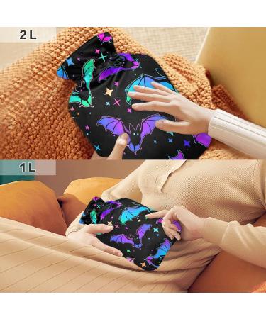 Bats Stars Hot Water Bottle with Cover - 1L Small BPA Free Bag for Back Pain Relief & Hot/Cold Therapy | International Shipping - Buy Online on GoSupps.com