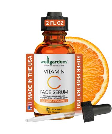 100% Pure Vitamin C Serum for Face - Anti Aging Face Serum - Vitamin C Face Serum Vitamin E Hyaluronic Acid Botanical Blend - Face Serum for Eye Area Dark Spots Fine Lines Wrinkles - 2 FL OZ