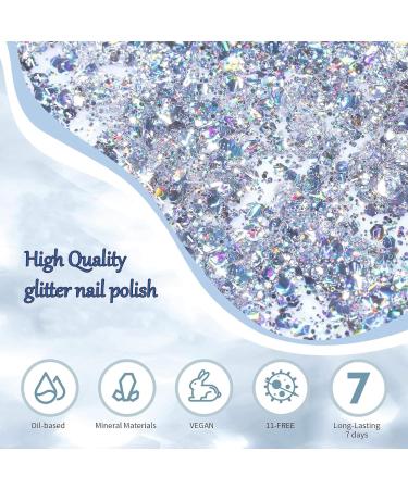 Glitter Nail Polish - Silver Glitter Nail Varnish - Quick Dry Nail Varnish - Silver Diamond Sparkle Long Lasting Nail Polish - No Need Baking for DIY Nail Art Manicure at Home silver giltter - Buy Online on GoSupps.com