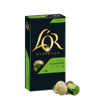 L'Or Aluminum Espresso Coffee Capsules, Lungo Elegante, Intensity 6 - Box of 10, 52g