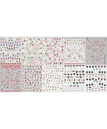Christmas Nail Stickers 10 Sheets Self-Adhesive Nail Decal for Kids Cartoon Nail Art Decoration Design Supplies - Buy Online on GoSupps.com