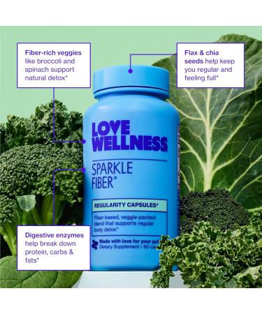 Love Wellness Sparkle Fiber Supplement | 90 Capsules for Gut Health, Skin, Bloating Relief | Psyllium Husk Powder & Digestive Enzymes - Buy Online on GoSupps.com