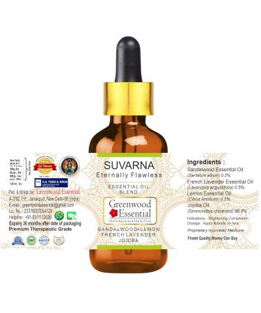 Greenwood Essential Suvarna - Fair & Flawless - Essential Oil Blend of Sandalwood, French Lavender & Lemon Essential Oils in Jojoba Oil 5ml (0.16 oz) 0.16 Fl Oz (Pack of 1) - Buy Online on GoSupps.com