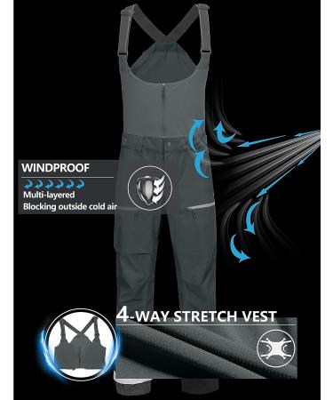 Little Donkey Andy Men's Waterproof Ski Bib Pants - Grey, Small | Snowboarding Overalls for Winter Sports and Fishing - Buy Online on GoSupps.com