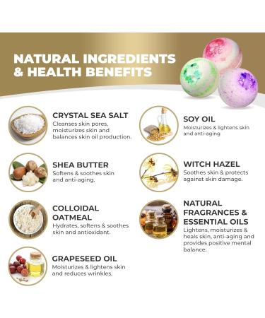7Leaves Nature Premium Bath Bombs 3-Pack Gift Set with Lavender, Rose & Jasmine Essential Oils - Perfect for Women Mother Christmas Birthday - 6oz Each - Buy Online on GoSupps.com