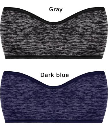 Savita 2 Pack Ear Warmers Headband - Moisture Wicking Thermal Sport Headbands for Winter - Gray and Dark Blue - Unisex - Buy Online on GoSupps.com