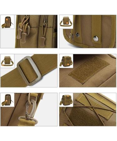 HUNDVP Tactical Shoulder Bag - Waterproof Molle Sling Backpack for Military Outdoor Hiking & Camping - Multifunctional Messenger Crossbody Bag in Brown - Buy Online on GoSupps.com