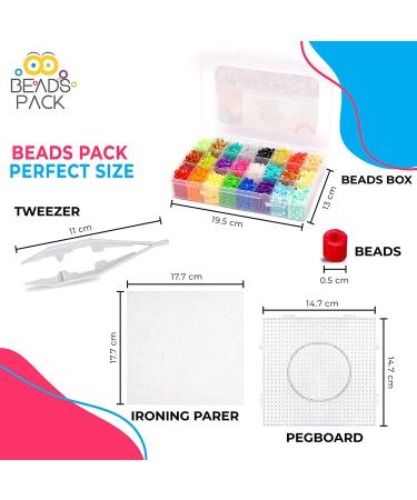BeadsPack Fuse Beads Kit for Kids 4200 5mm Beads, Pegboard, Tweezer, Patterns & Iron-On Paper 24 Colorful Melty Beads Ideal for Kids Crafts & Gifts - Buy Online on GoSupps.com