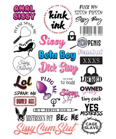 Kink Ink - 29 x Sissy Temporary Tattoo Sexy Naughty Kinky Sticker