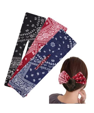 Women's Hairstyle Tool Vintage Hair Bun Deft Bun for Hair Bowknot 3 Pieces Bohemian