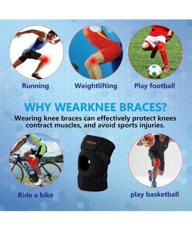 Premium Knee Brace for Men & Women - Adjustable Compression Side Stabilizers Patellar Support for Pain Relief Meniscus Tear ACL Arthritis (Black Carbon Fiber - Buy Online on GoSupps.com