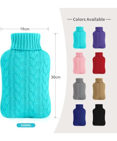 Samply 2L Hot Water Bottle with Knitted Cover - Hot/Cold Compress for Pain Relief - Sky Blue/Green - Buy Online on GoSupps.com