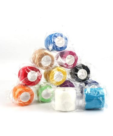 Mooerca 12 Pack Self Adherent Cohesive Wrap Bandages 2 x 5 Yards - Rainbow | Elastic Self Adhesive Tape for Sports Injuries - Wrist, Ankle & First Aid - Buy Online on GoSupps.com