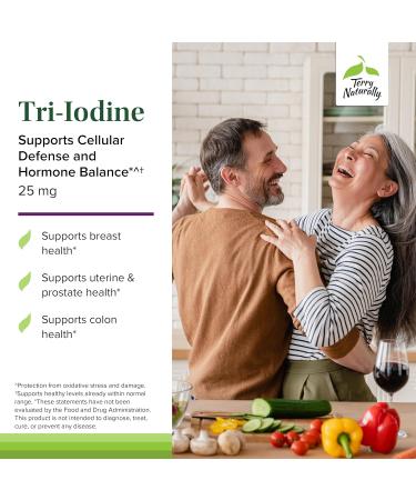 Terry Naturally Tri-Iodine - Dietary Supplement for Breast & Prostate Health Support - Healthy Thyroid Function Supplement Aid - 25 mg 60 Capsules 2 Pack - Buy Online on GoSupps.com