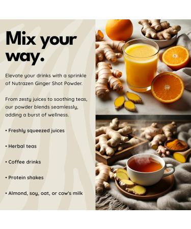 Ginger and Turmeric Shot Powder 100 Servings | Drink Supplement with Orange Cayenne Pepper and Zinc | Organic and Natural Ingredients No Added Sugar | Detox Drink Mix with Water Juice or Tea | 100g - Buy Online on GoSupps.com