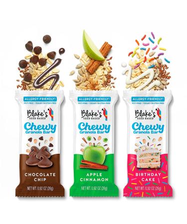 Blake's Birthday Cake Seed-Based Chewy Granola Bars (24 Count) - Vegan, Gluten-Free, Nut-Free, Dairy-Free, School-Safe, Low Calorie Snack for Kids and Adults - Buy Online on GoSupps.com