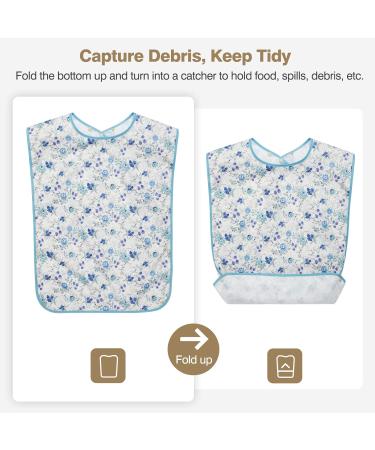 Roylvan 3-Pack Waterproof Adult Bibs - Washable with Push Buttons & Dirt Catchers for Men Women & Seniors - Blue White & Black - Buy Online on GoSupps.com
