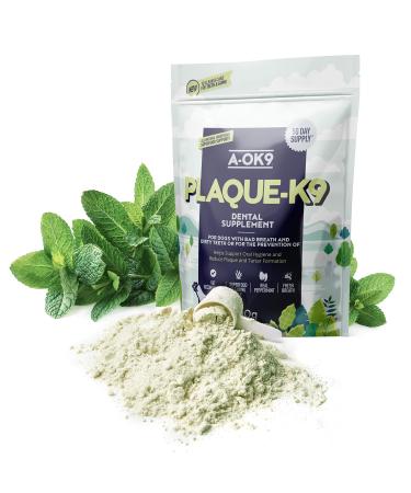 A-OK9 Plaque-K9 | Dental Care Supplement for Dogs | Removes Plaque Bad Breath & Tartar | Support Oral Hygiene | Natural Ingredients & Superfoods | Mix with Dog or Puppy Food | Absolute Dogs 1 pouch