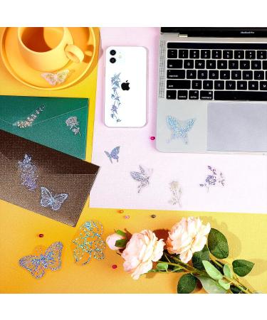 180 Pcs Holographic Flower and Butterfly Sticker Set - Waterproof Plant Decor Decals for Scrapbooking, Journal, Laptop - Glitter Adhesive Stickers for Planner, Water Bottle, Phone - Floral and Butterfly Design - Buy Online on GoSupps.com