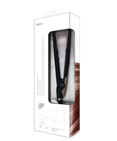 Kensie ION+ Ceramic Tourmaline 1 Inch Flat Iron Hair Straightener - Black/Rose Gold | International Shipping Available - Buy Online on GoSupps.com