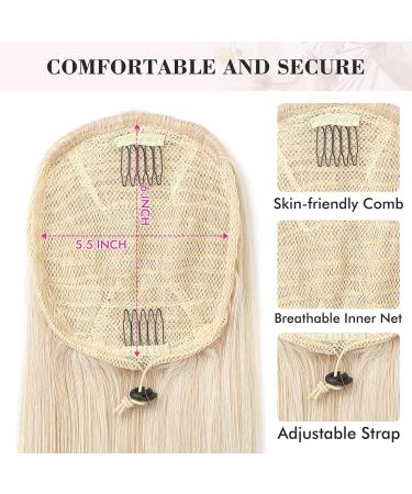REECHO 28 Long Straight Drawstring Ponytail Extension - Light Blonde Synthetic Hairpiece for Women - Buy Online on GoSupps.com
