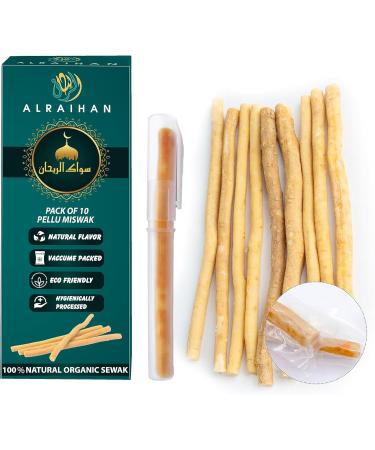 Al Raihan 10 Pcs Miswak Sticks with 2 Holders for Cleaning Teeth - Vacuum Sealed Natural Flavored Tooth Brush - Traditional Chew Sticks for Teeth Whitening Oral Health & Fresh Breath || Pack of 10 1 count (Pack of 10) - Buy Online on GoSupps.com