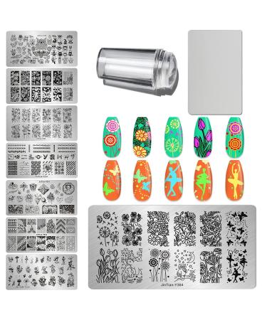 LoveOurHome 8pc Nail Art Stamping Kit | Heart Butterfly Stamps Plate Template Stencil | Silicone Stampers Scraper | French Manicure Design Supplies - Buy Online on GoSupps.com