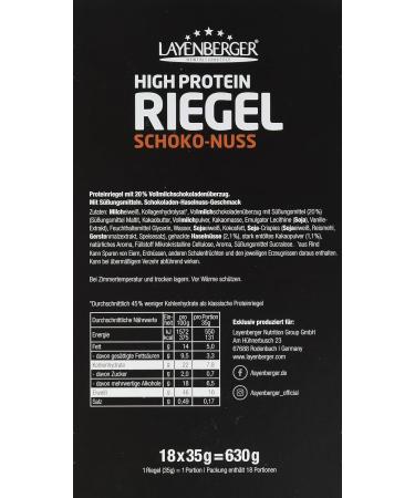 Layenberger High Protein Bar - Chocolate Nut Flavor (18 Pack) | Low Sugar Fitness Snack | 35g Power Bar for Optimal Performance - Buy Online on GoSupps.com