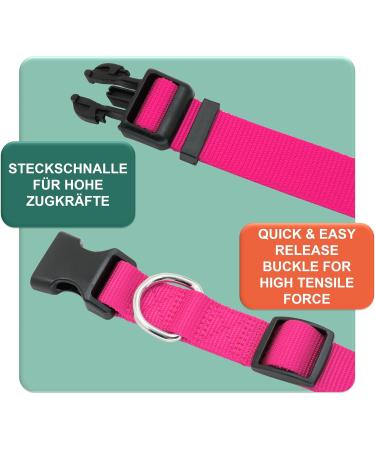 Dey Premium Adjustable Dog Collar | Nylon Neck Bands for Small & Large Dogs | Multiple Colors & Sizes | Pink Rosa S - 1.5 x 27-37 cm - Buy Online on GoSupps.com