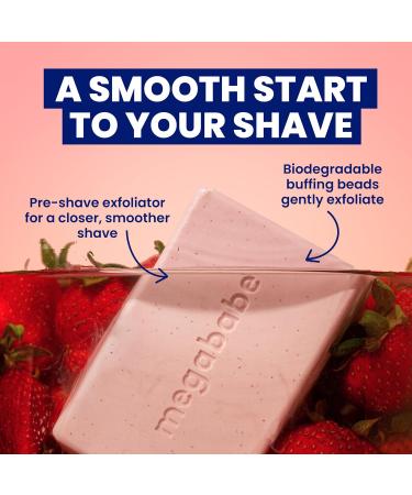 Megababe Bumpy Bar | Pre-Shave Exfoliating Scrub | with Shea Butter Strawberry Fruit Extract & Ceramides | 4.5 oz - Buy Online on GoSupps.com