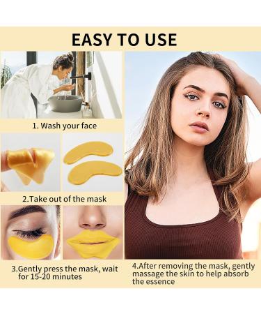 60 Pcs Gold Lip & Eye Masks - Collagen Moisturizing Patches for Dark Circles Puffy Eyes & Fine Lines - Best Skincare for Dry Lips - Buy Online on GoSupps.com